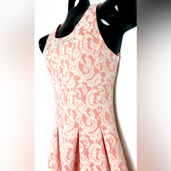 Pink and White Lace Midi Dress - Picture 8 of 10